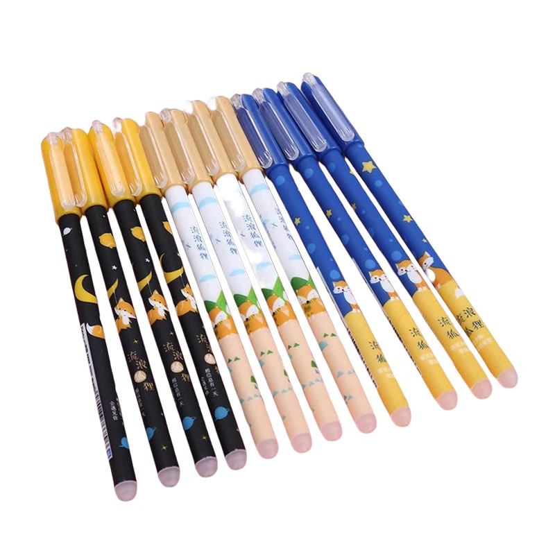 Factory Wholesale Erasable Gel Pen Set Blue Black Orange Glitter 0.5mm Crystal Ball Plastic Full Needle Tube Simple Flash Design