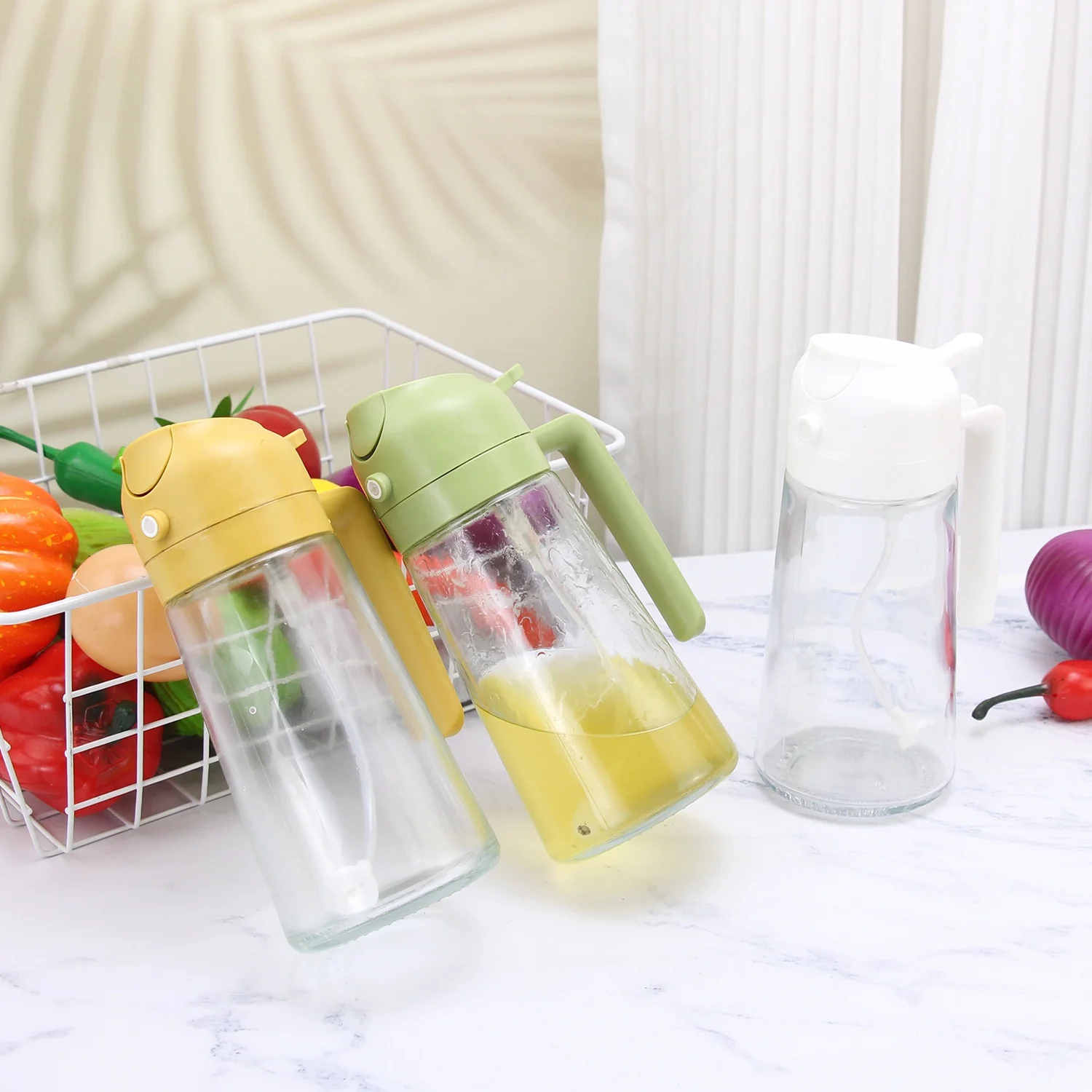 Two-in-One Handy Satchel Style Plastic Oil Spray Bottle for Fuel Injection Pouring and Fat Reduction for Home and Kitchen Use