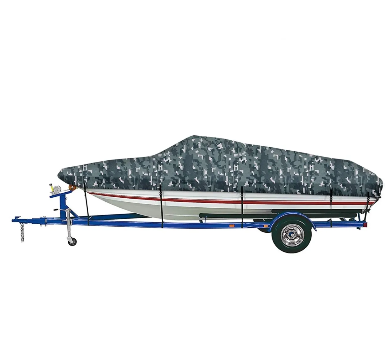 Heavy Duty 600D Waterproof UV Resistant Marine Grade Polyester Fits V Hull TRI Hull Pro Style Fishing Boat Cover