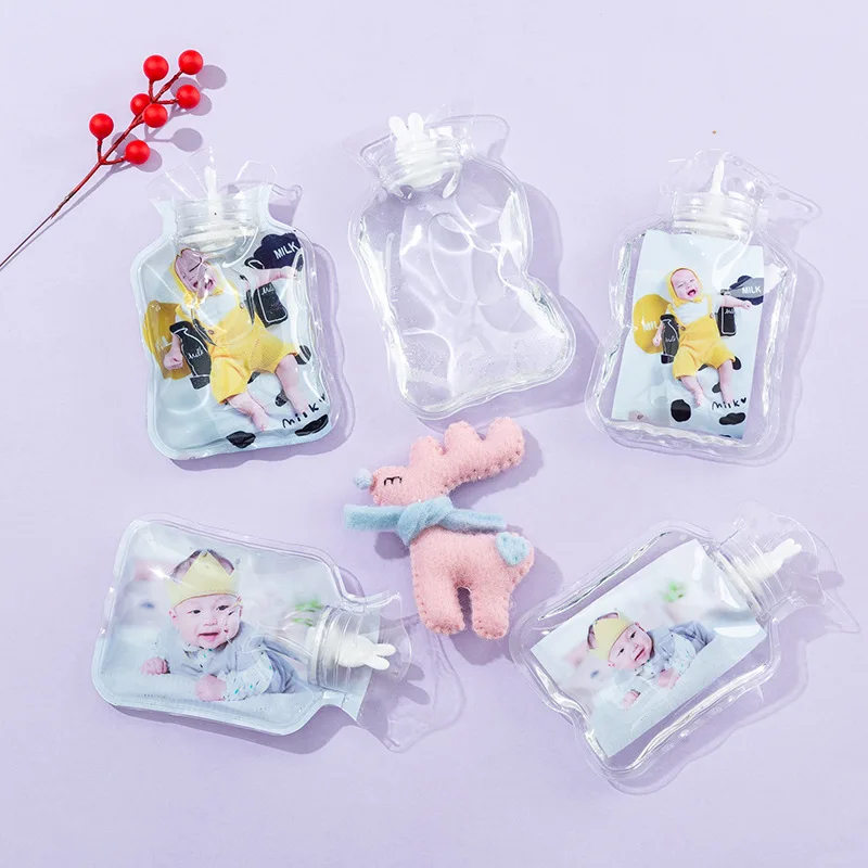 Cute Hot Water Bottles Mini Transparent PVC Hand Warm Water Bottle Portable Leakproof Hand Warmer Heat Therapy Bottle