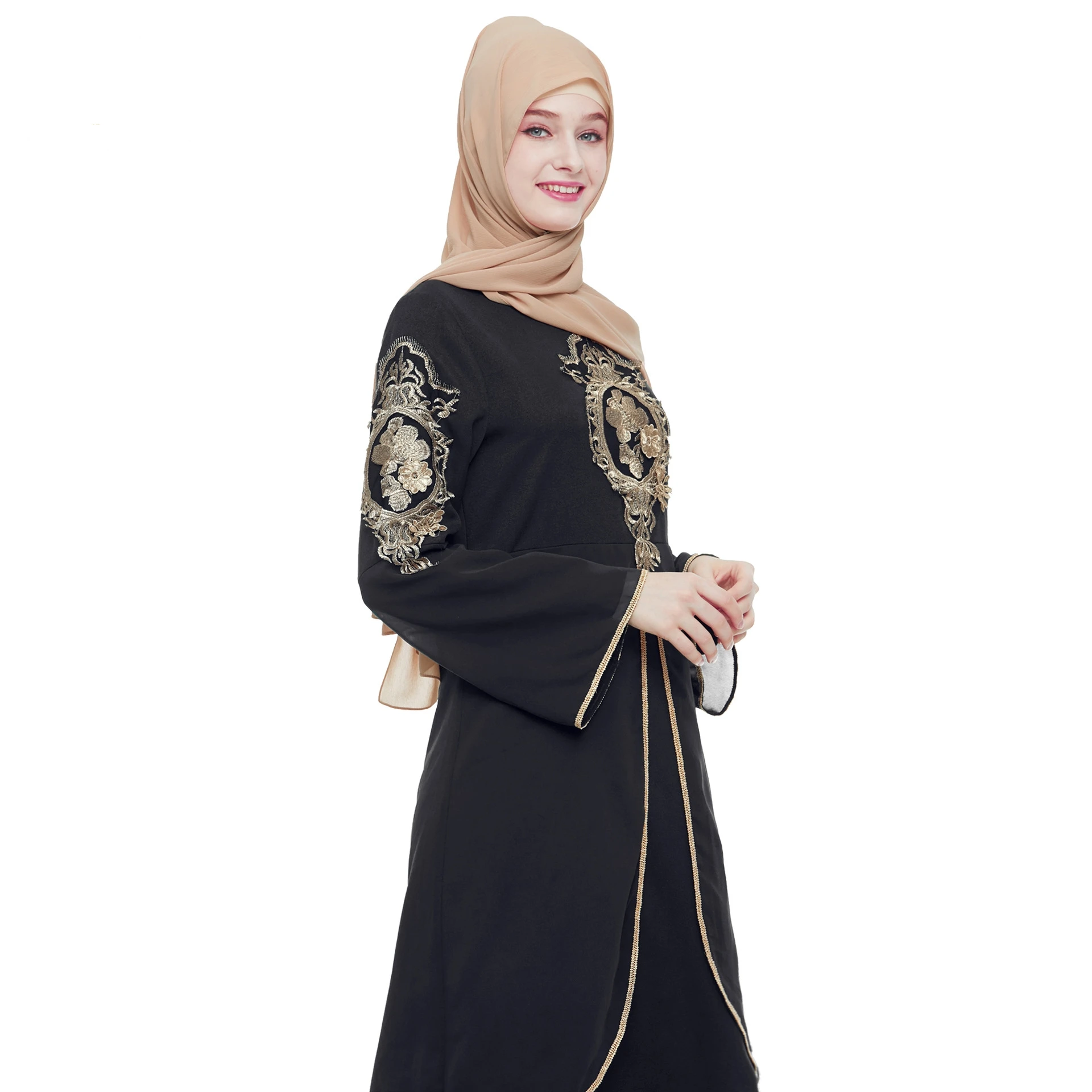 
Hot selling middle east sexy long sleeve embroidery arabic dubai muslim party dress 