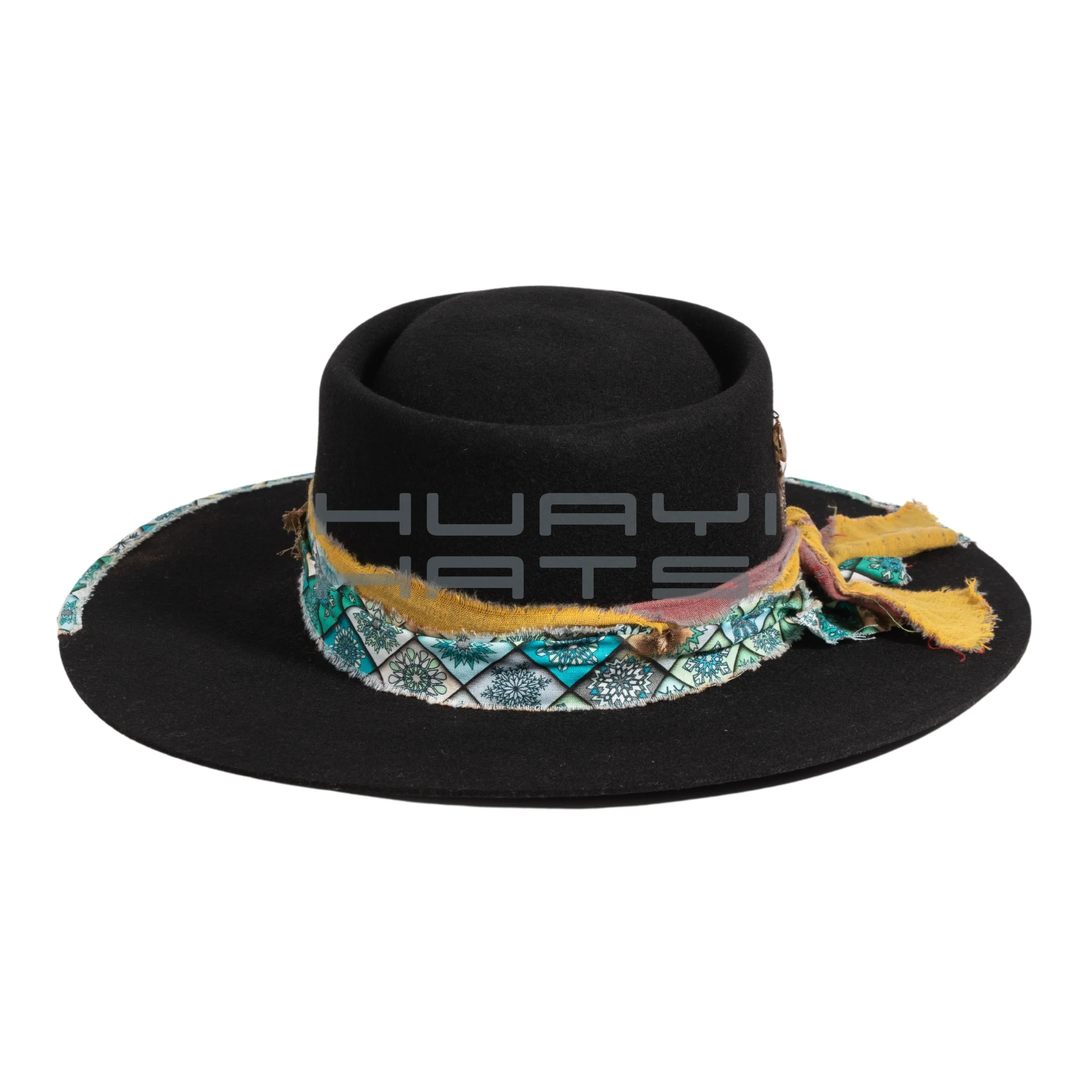 Huayihats готовые к отправке модные черные шляпы 100% австралийской шерсти