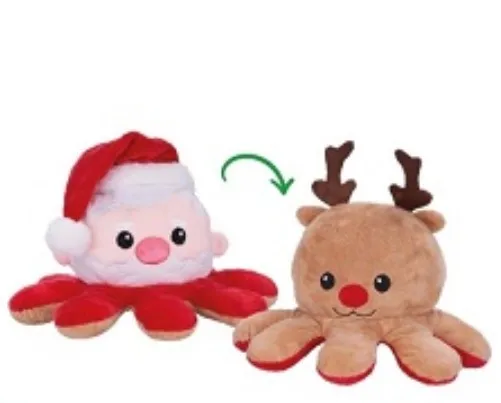 Wholesale Christmas Plush Toy Hot Plush Santa Elk Christmas Pillows 20cm Reversible Plush Toys for Kids Gift