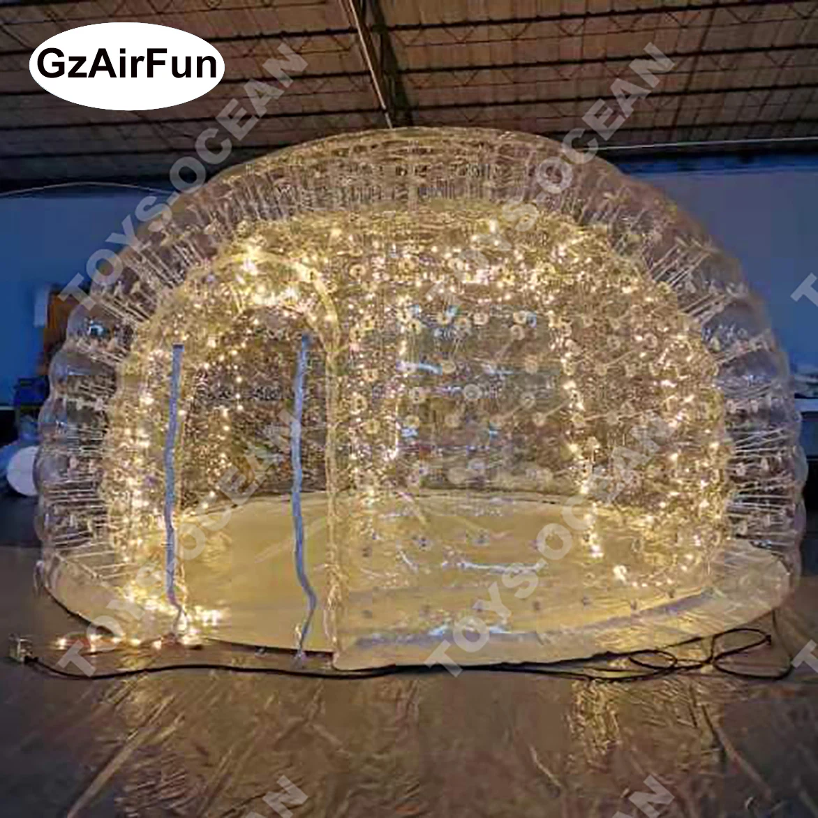 lighting airtight inflatable dome sealed clear inflatable LED igloo transparent tent