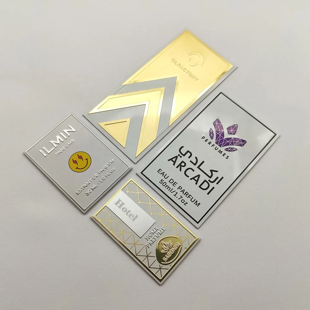 Aluminium Metal Embossed Logo Perfume Labels Custom Designs Cosmetics Package Decal Metal Sticker For Fragrance Glass Bottle