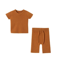 Wholesale custom 0-4 year old cotton soft comfortable knitted kids sweater suit pure color baby clothes