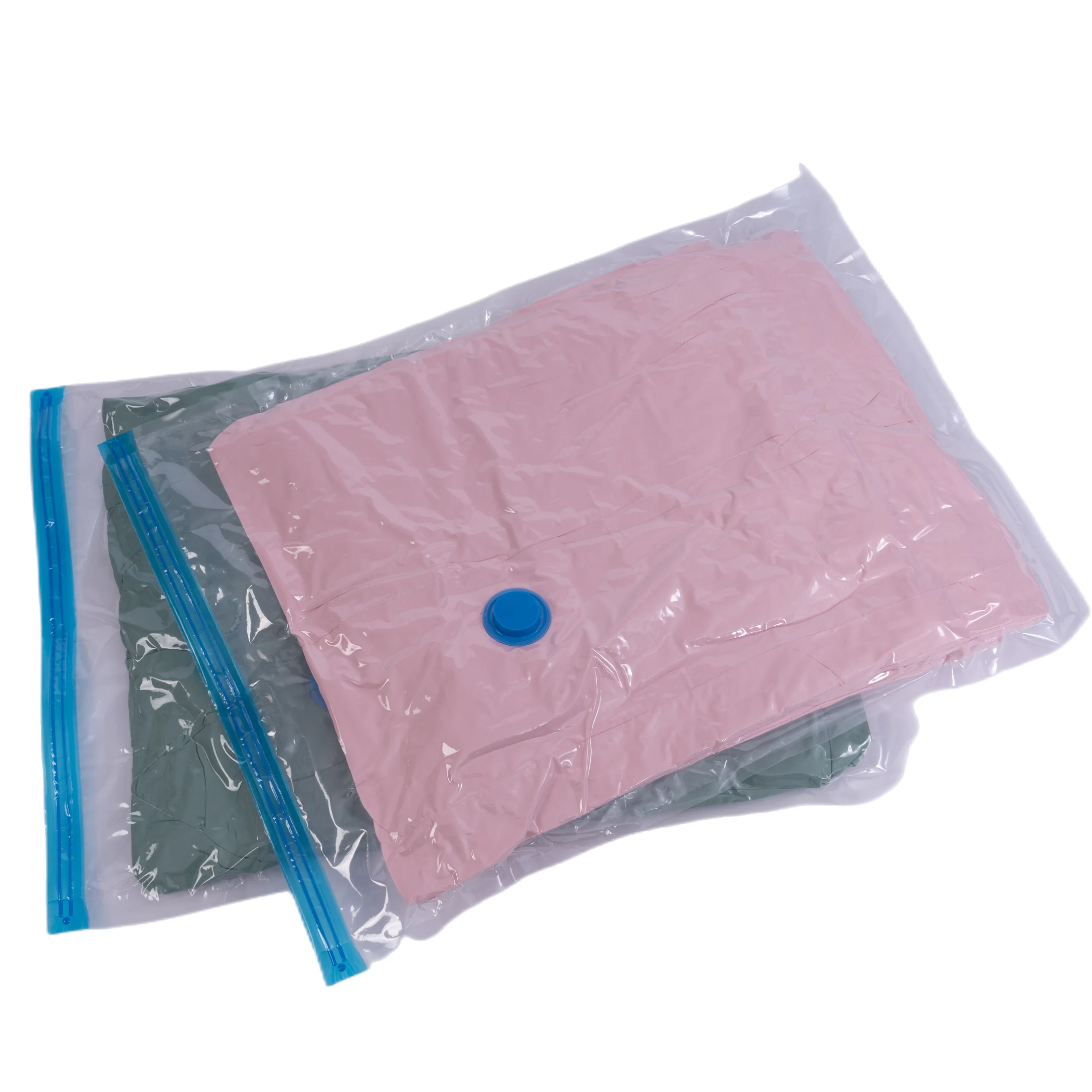Double Zippy Nylon Vacuum Plastic Bag Clothes Compression Storage Bag Vacuum Compress Bag Saving Space Household Storing