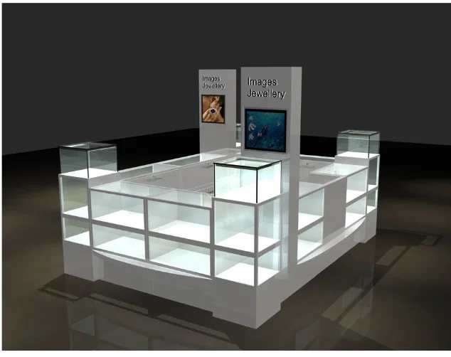 Luxury MDF glass jewelry display showcase/cabinet for jewelry shop interior design