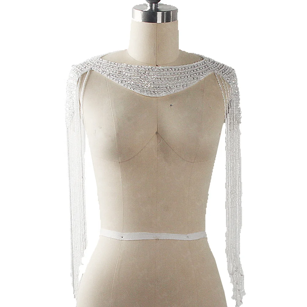 
RSJ160 Tassel Fashion Embellished Beaded Jacket For Wedding Dress 