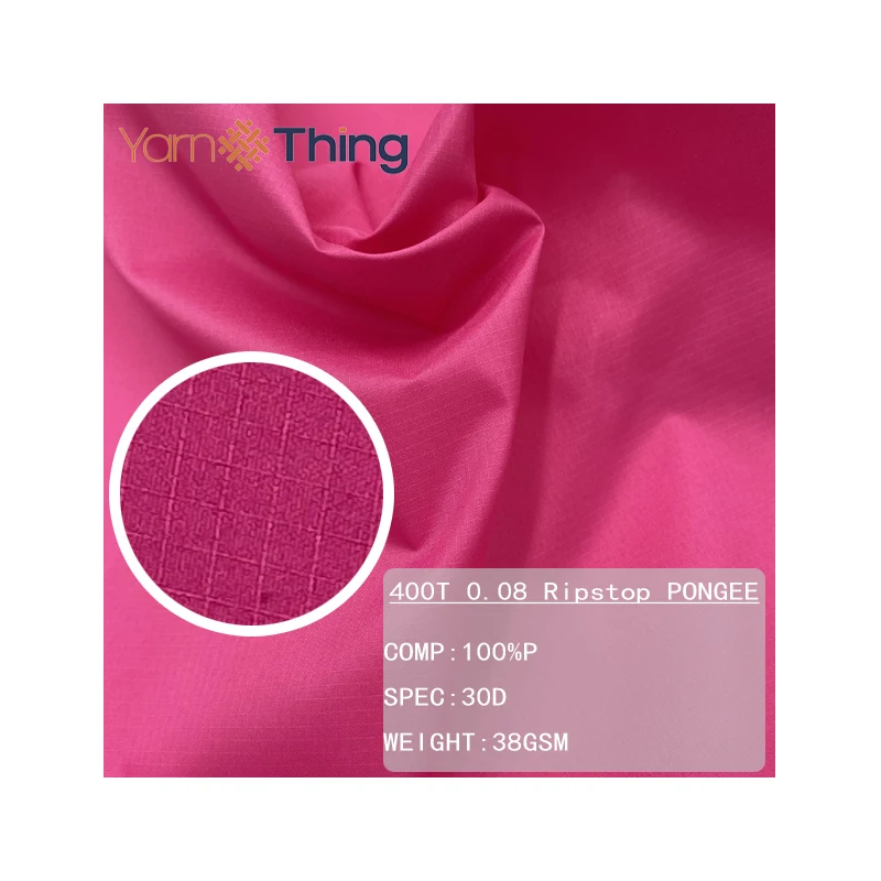 400T 0.08 Ripstop PA Waterproof 30D 100% Polyester Pongee Fabric For Fashion Cloths Sportswear