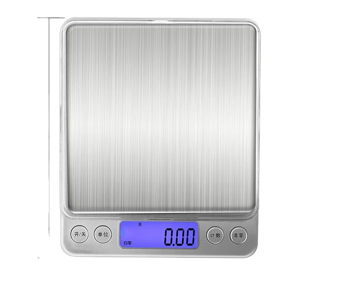 Household Kitchen Electronic Baking Gram Scale Gold LCD Display Digital Display Rectangle Battery Powered Jewelry Scale with Lid
