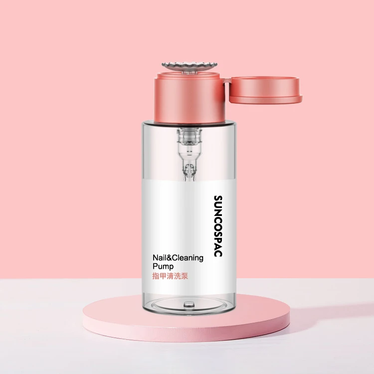High quality makeup cleaning remover liquid bottle with press pump 150ml nail polish remover packaging