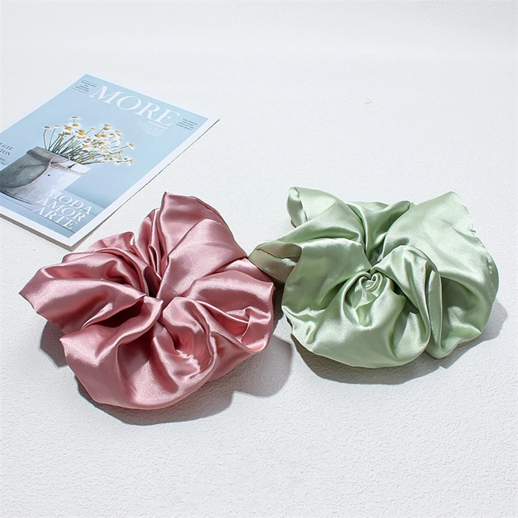 Large 16CM Many colors plain satin large XXL scrunchies ponytail rubber band women