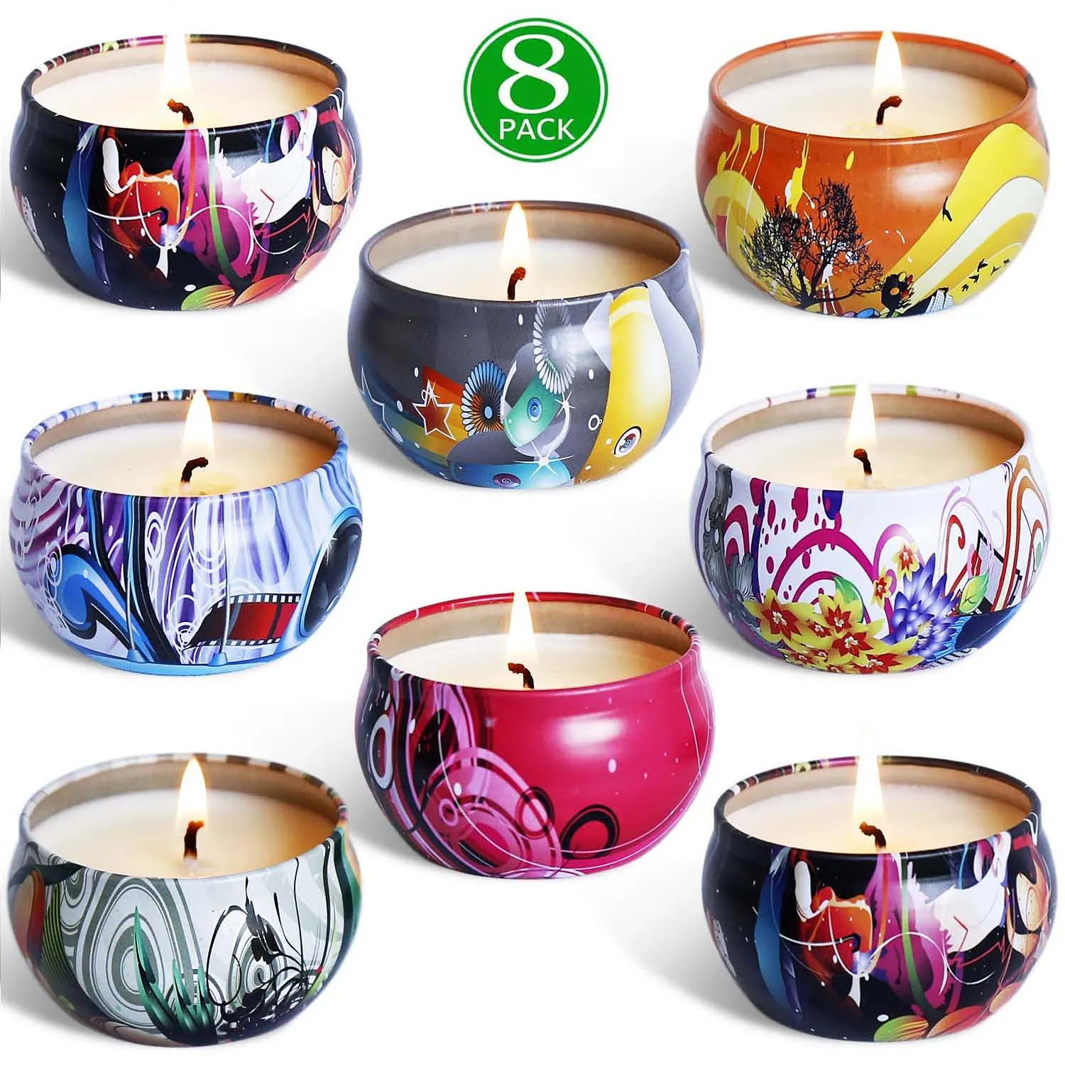 Amazon Hot Sell Soy Scented Candle In Tin Box Gift Set Of 8