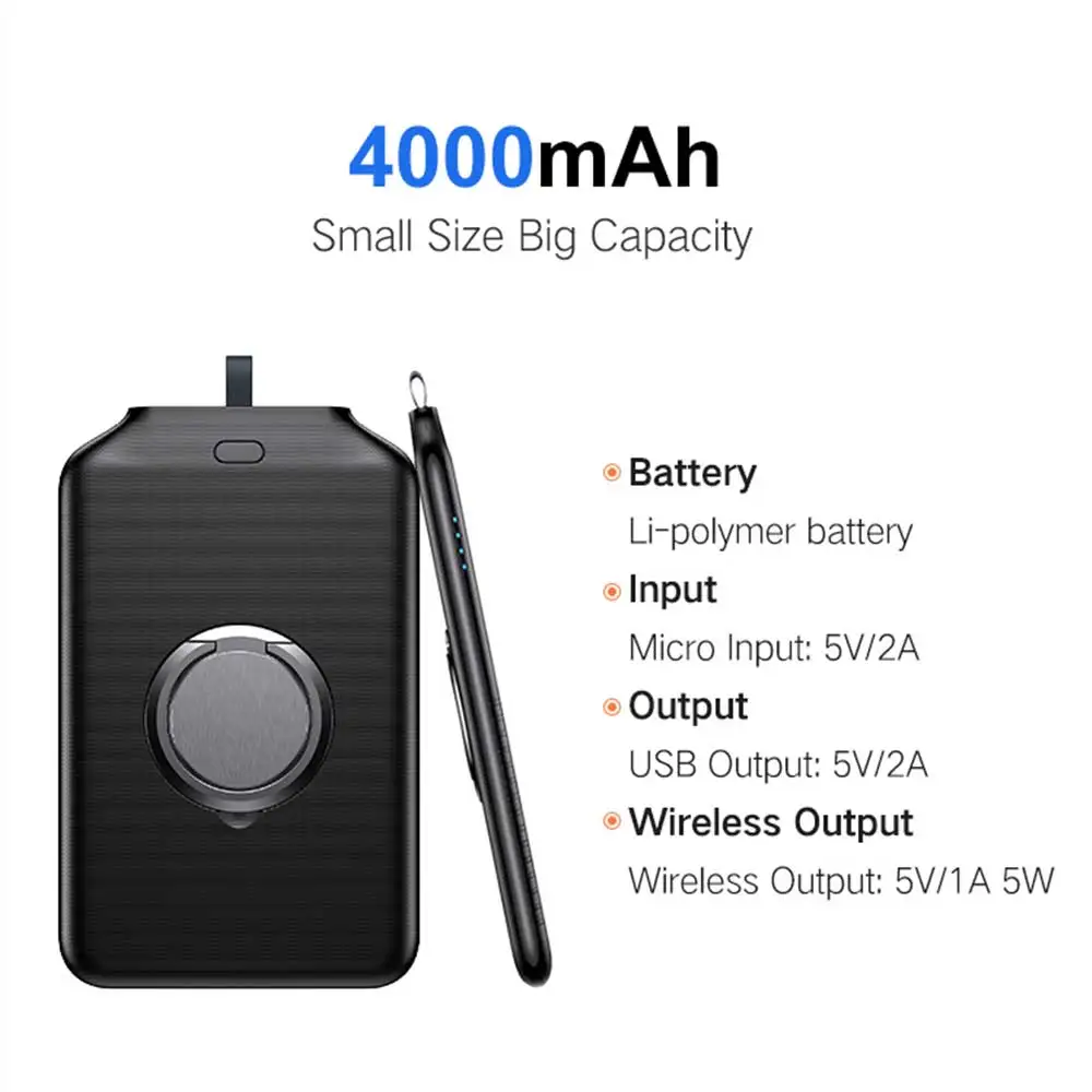 
Great quality Portable Power Bank Wireless Charger Mini 4000mah Wireless Power Bank 