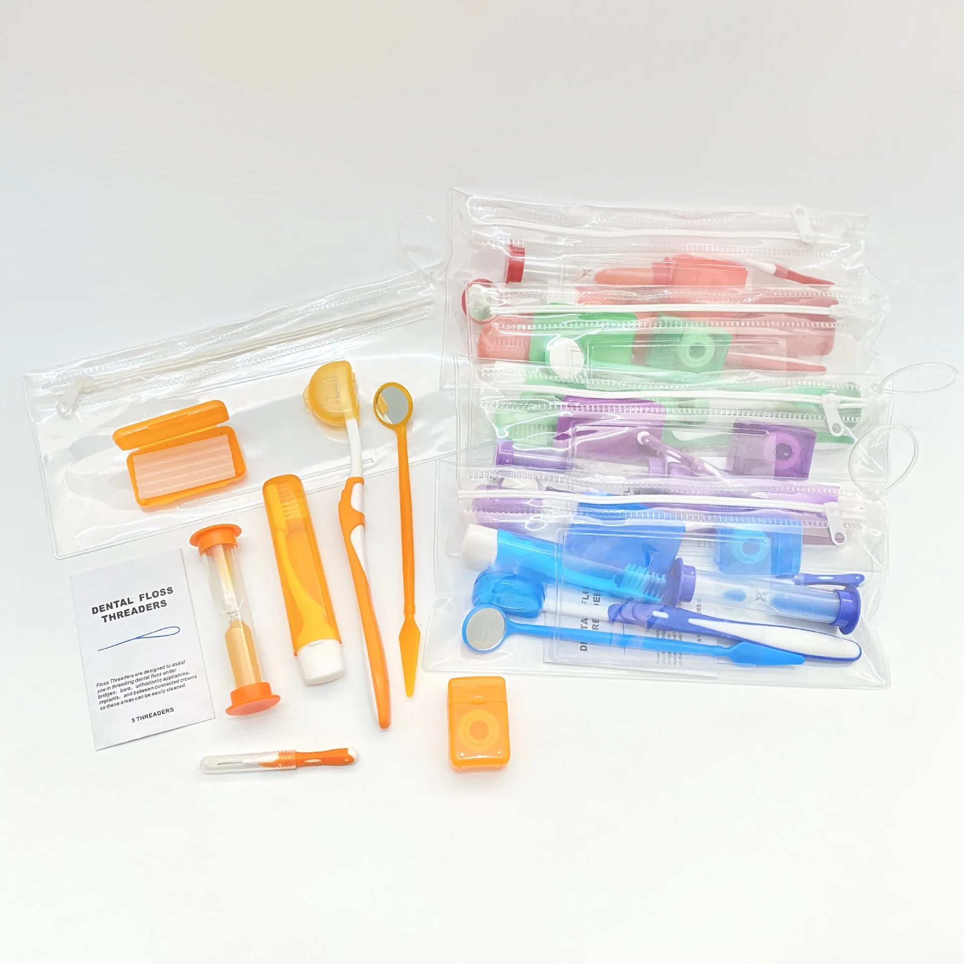 Portable 8in1 Travel Oral Hygiene Care Brush Teeth Floss Dental Orthodontic Kit for Teeth