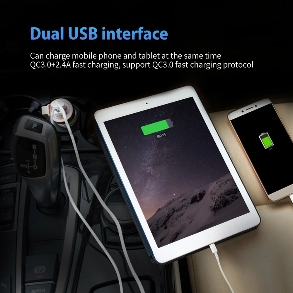 30 Вт Быстрая зарядка Dual QC3.0 USB Автомобильное зарядное устройство для всех мобильных