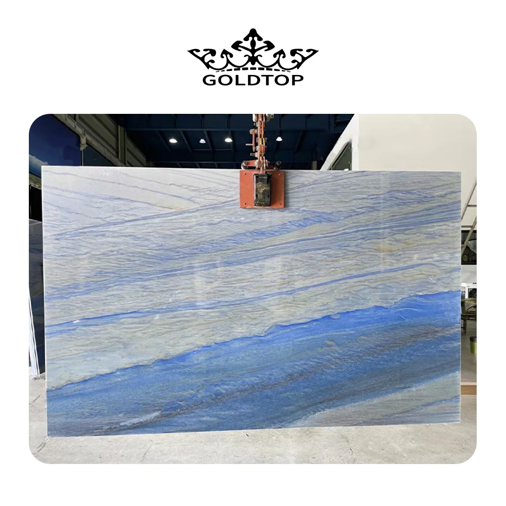 GOLDTOP OEM/ODM marmol Luxury Modern Brazil decorative Flooring Design Azul Blue Marble slabs With White Vein Marble floor Tiles