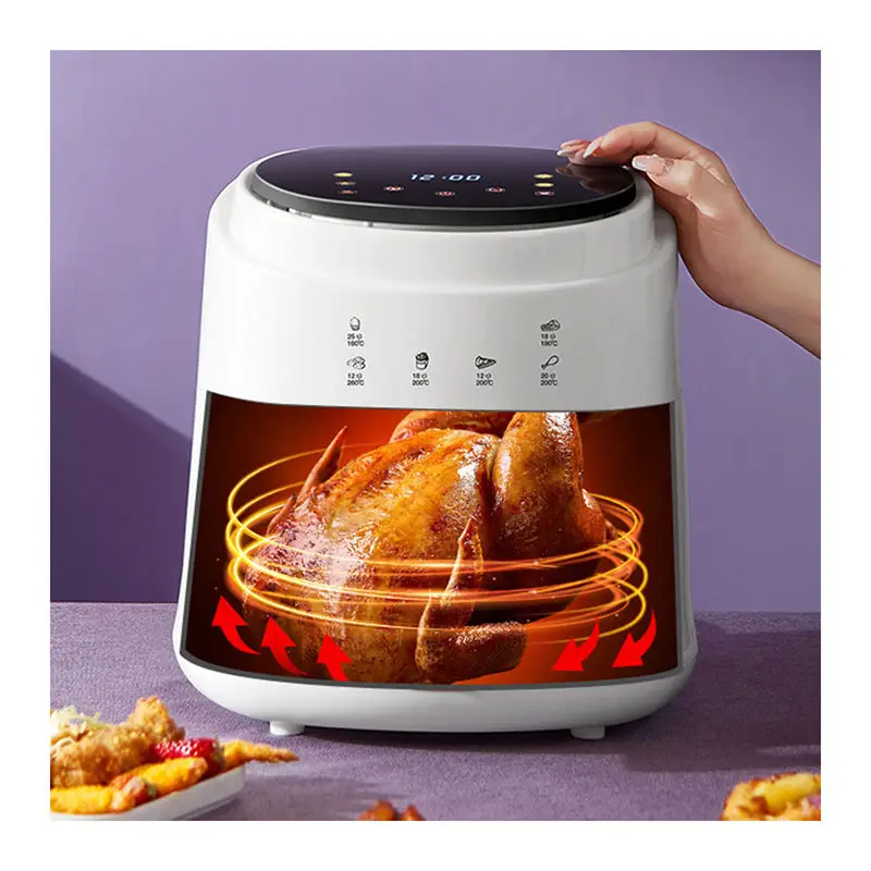 8L Digital Smart Air Fryer Oven Toaster Multifunctional Touch Screen Control Plastic Square Shape for Household Car Hotel RV Use