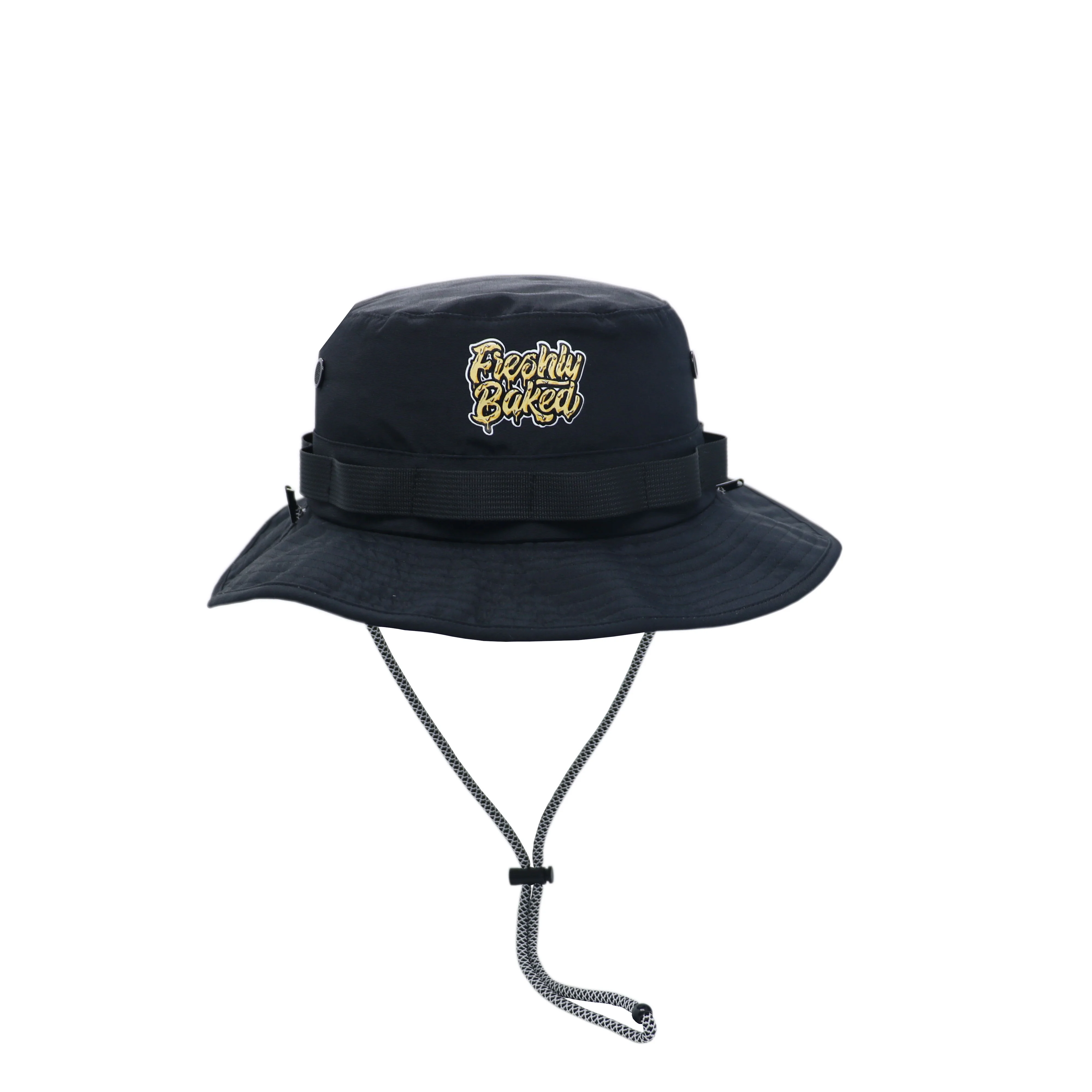 Custom Outdoor Fishing Cycling Boonie Hat Waterproof Rubber Patch Bucket Hat