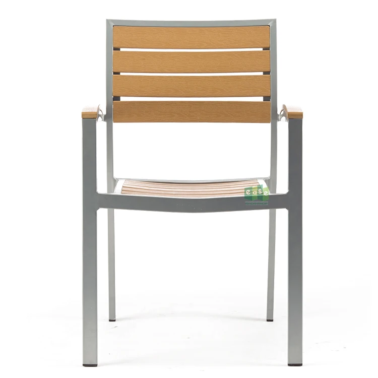 (E7302) Штабелируемый уличный пластиковый обеденный стул из тикового дерева для ресторана кафе