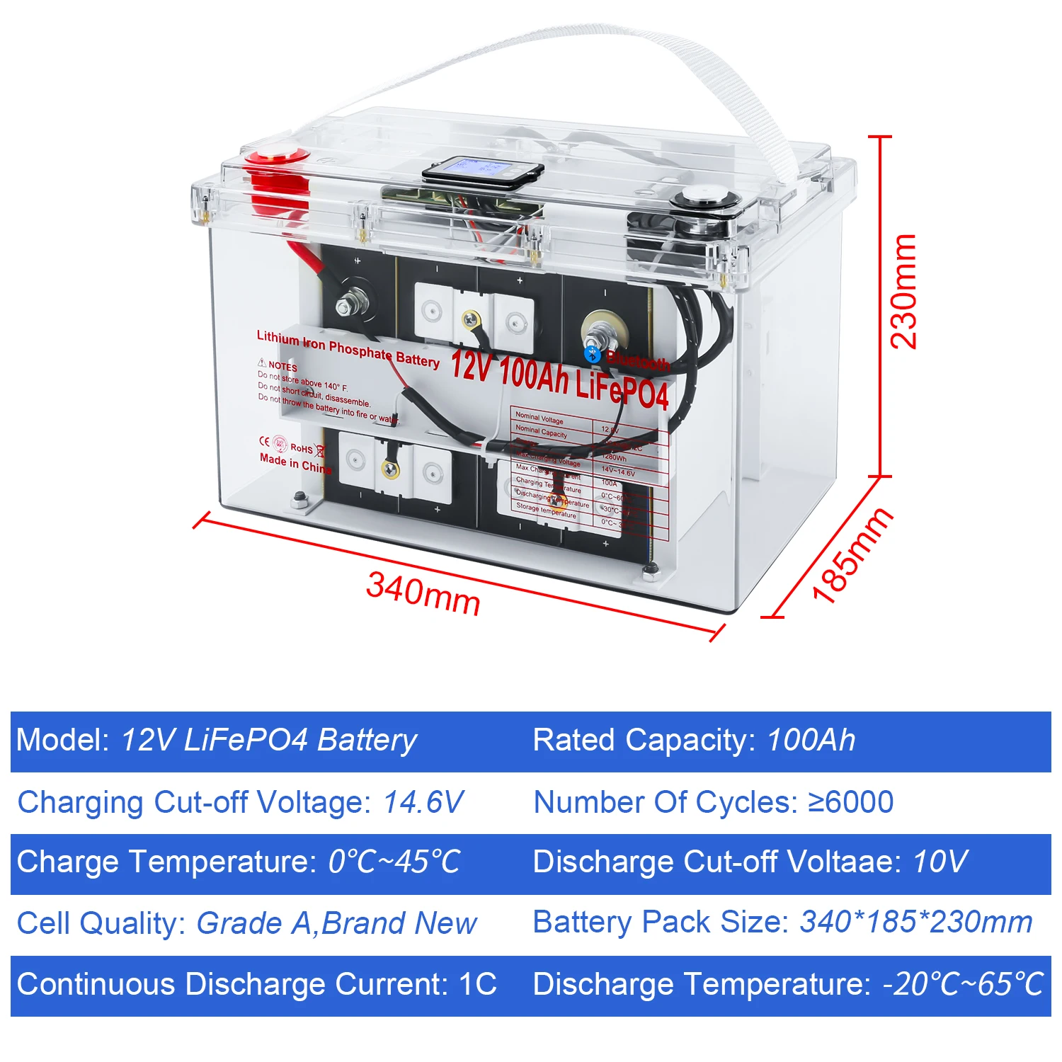Portable Power Station LiFePO4 Battery 12v 100Ah 1280Wh Backup Solar Generator with USB Ports