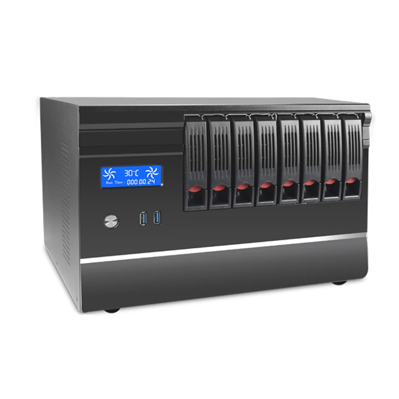 8 bay nas storage server case rack server equipment for micro atx mini itx server chassis with lcd screen