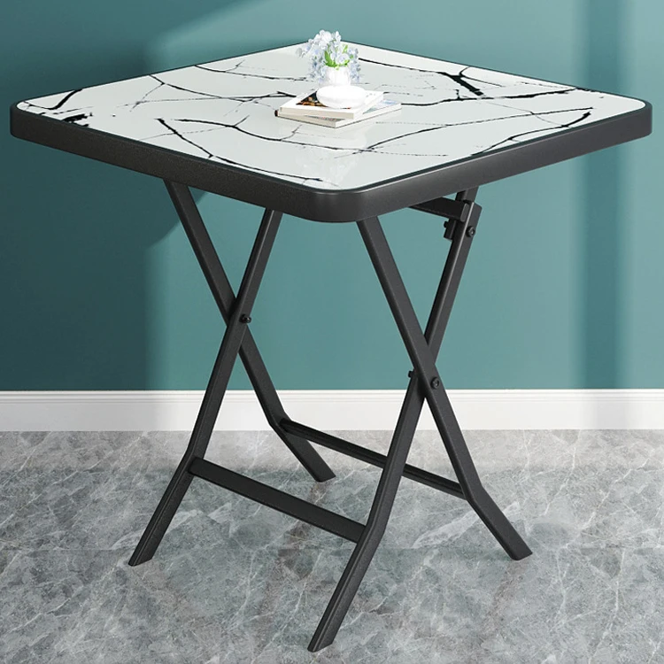 Outdoor Camping Cafe Garden Patio Metal Tempered Glass square Round Folding Foldable Coffee Dining Table