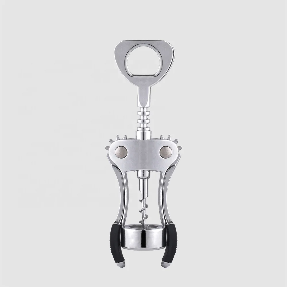 Factory Direct custom vertical lever heavy wing corkscrew screw spiral push down zinc alloy die casting red wine bottle opener