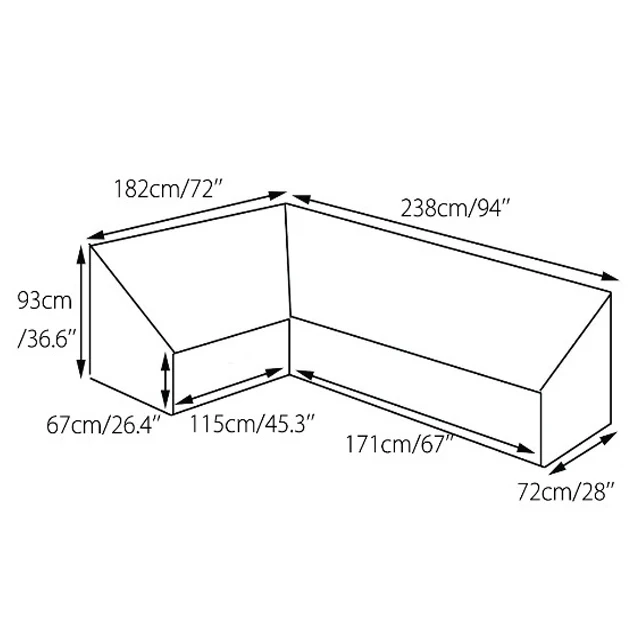 Factory customized 210D oxford cloth outdoor uv proof L-shaped sofa waterproof cover