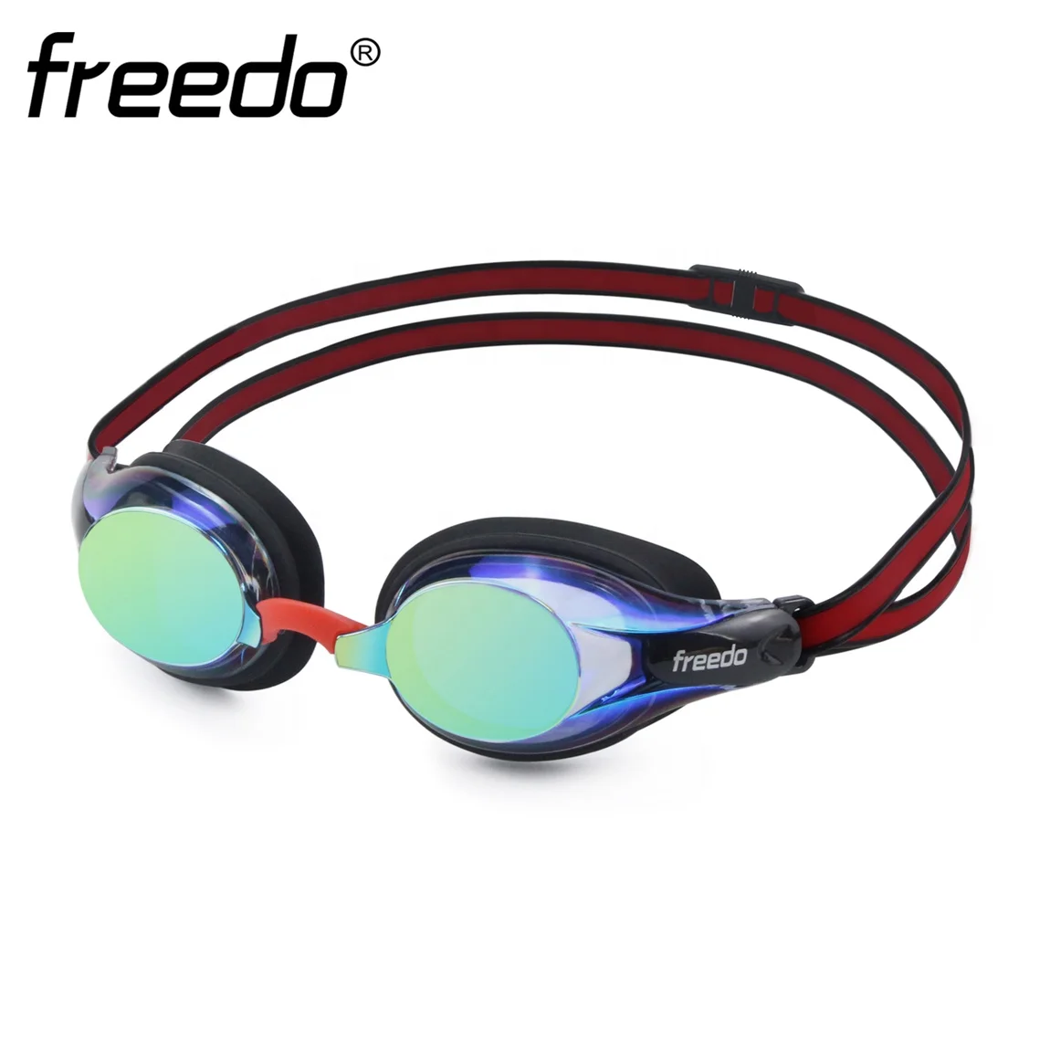 Racing triathlon anti-fog UV protection swimming gear swimming goggles with rainbow mirror coating and customized logo
