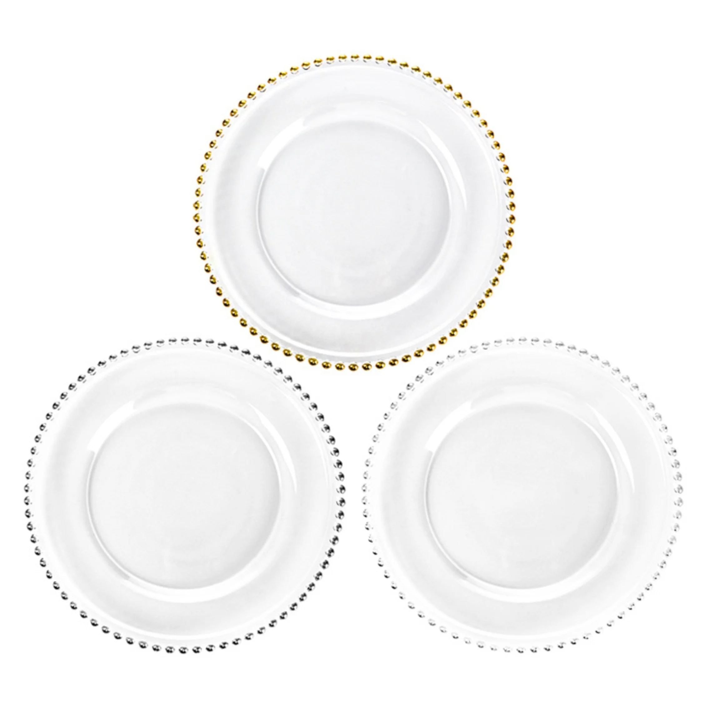
European style glass disc transparent western restaurant home fruit salad plate dessert plate wedding pearl plate 