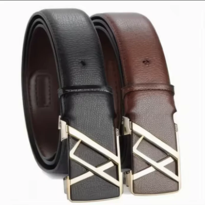 New Belt Width Solid Brass Brushed L Letter Cow Leather Belt Screw Removable designer belt For Men