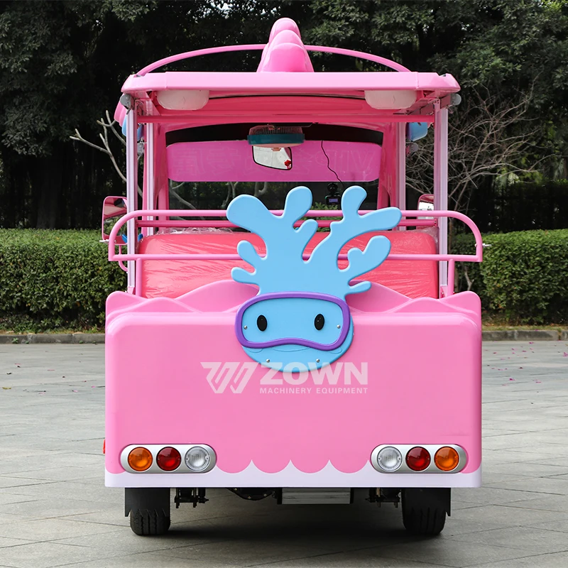 Pink Electric Sightseeing Bus Tour Bus With Door Mini Bus for Scenic Spots and Air Conditioning