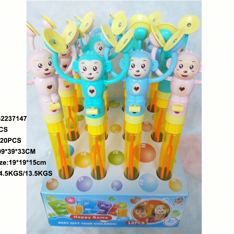 Wholesale kids summer toys bubble wand stick fan soccer cartoon drumming monkey whistle handheld interactive soap bubble blower