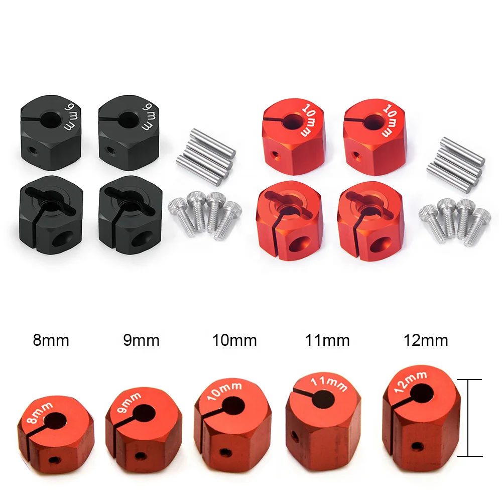 Aluminum 4PCS Wheel Rim Pins Screws 8/9/10/11/12mm Hex Drive Adapter for Axial Wraith SCX10 HSP HPI Tamiya Sakura Parts