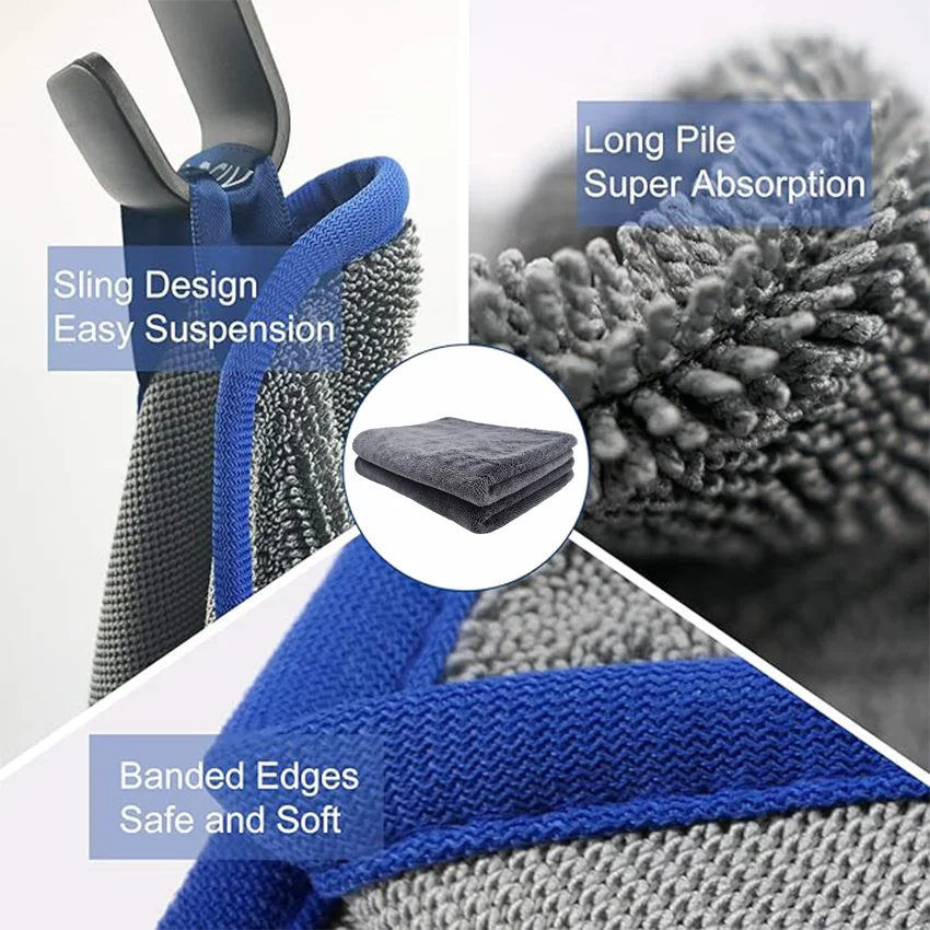 Micro fiber twist loop wash car towels 70X90cm absorption microfiber car wash cleaning twist loop drying towel