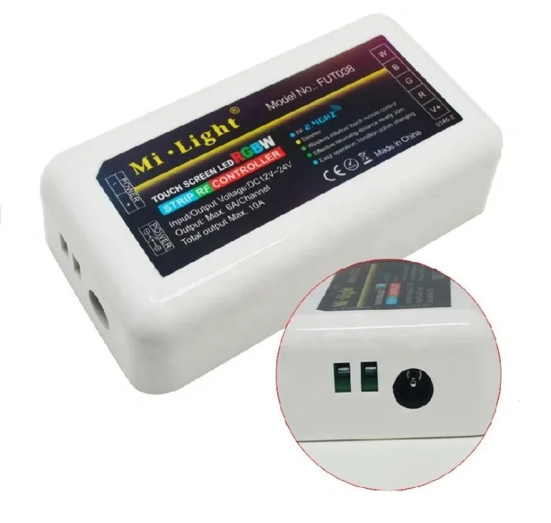 Wireless LED Controller 2.4G 4-Zone RGB+CCT RGBW LED Controller Compatible with Alexa Google Home via Gateway