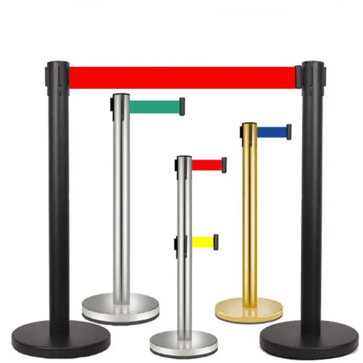 Polished Stainless Steel crowd control stanchion with 3m retractable belt Barrier