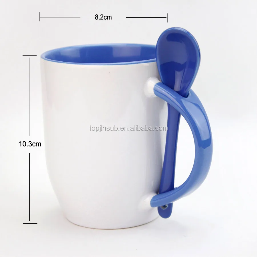 Hot Sell sublimation inner color ceramic mug custom logo coffee mug with spoon