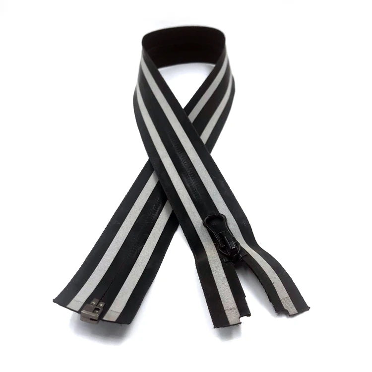 JY Customized 5# 8# 10# Reflective Tape Open end Waterproof  Nylon Zipper For Out Door Jacket