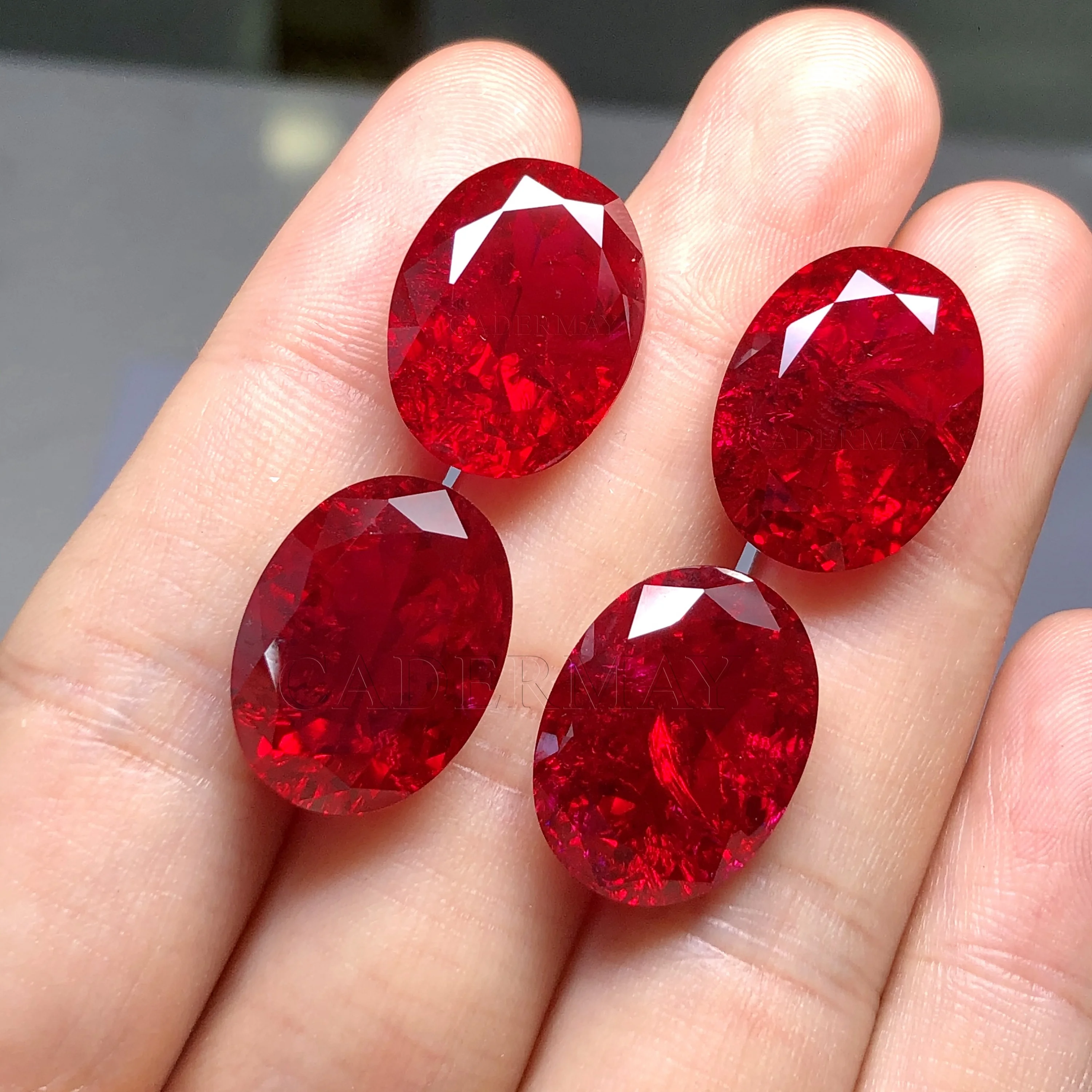 Top Quality Gemstone Oval Pear Cushion Heart Lab Grown Ruby #5 Red Color Lab Created Ruby Corundum Loose With Inclusions