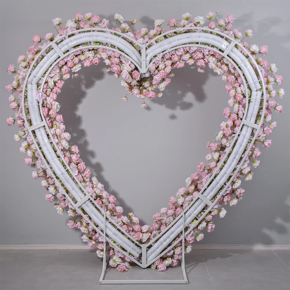Pink Flower Arch 2*2M/2*2.4M Wedding Stage Background Decor for Home Party Wedding Decoration including Supporting Shelves