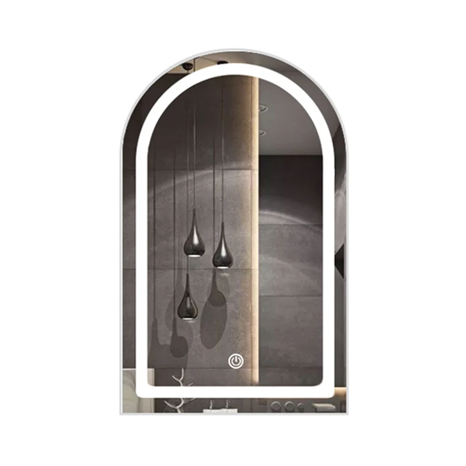 Factory Directly Half Round Hotel Hanging Waterproof Mirror Salon Smart Led Bathroom Light Mirror
