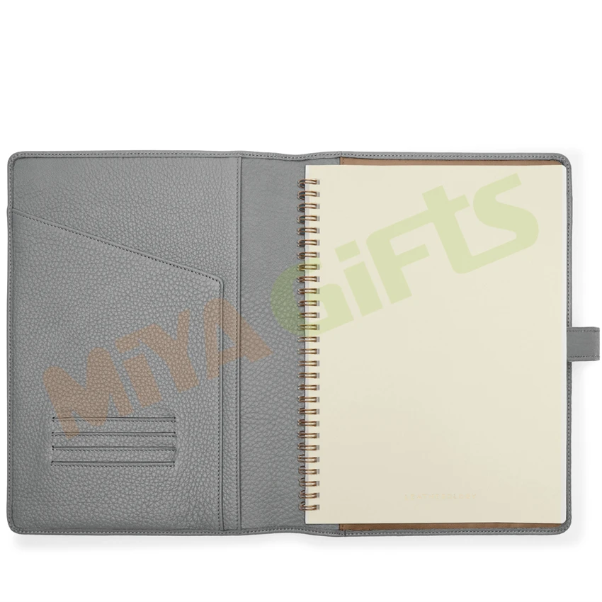 Custom A4 A5 B5 B6 leather crocodile pebble spiral notebook planner cover refillable wire o-binding journal agenda organizer