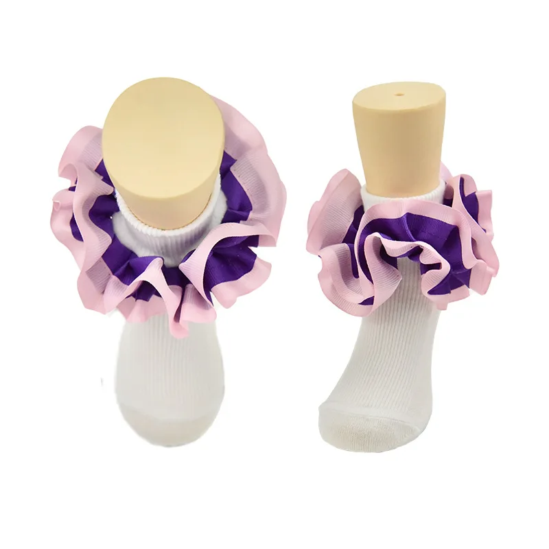 Beautiful Design Lovely Cotton Kids Tube Socks Ribbon Kids Little Girls Ruffle Lace Socks