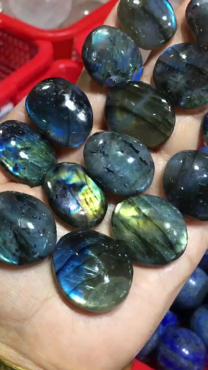 Natural tumbled natural quartz Irregular labradorite Pendant crystals healing stone shand woven adjustable pebble necklace