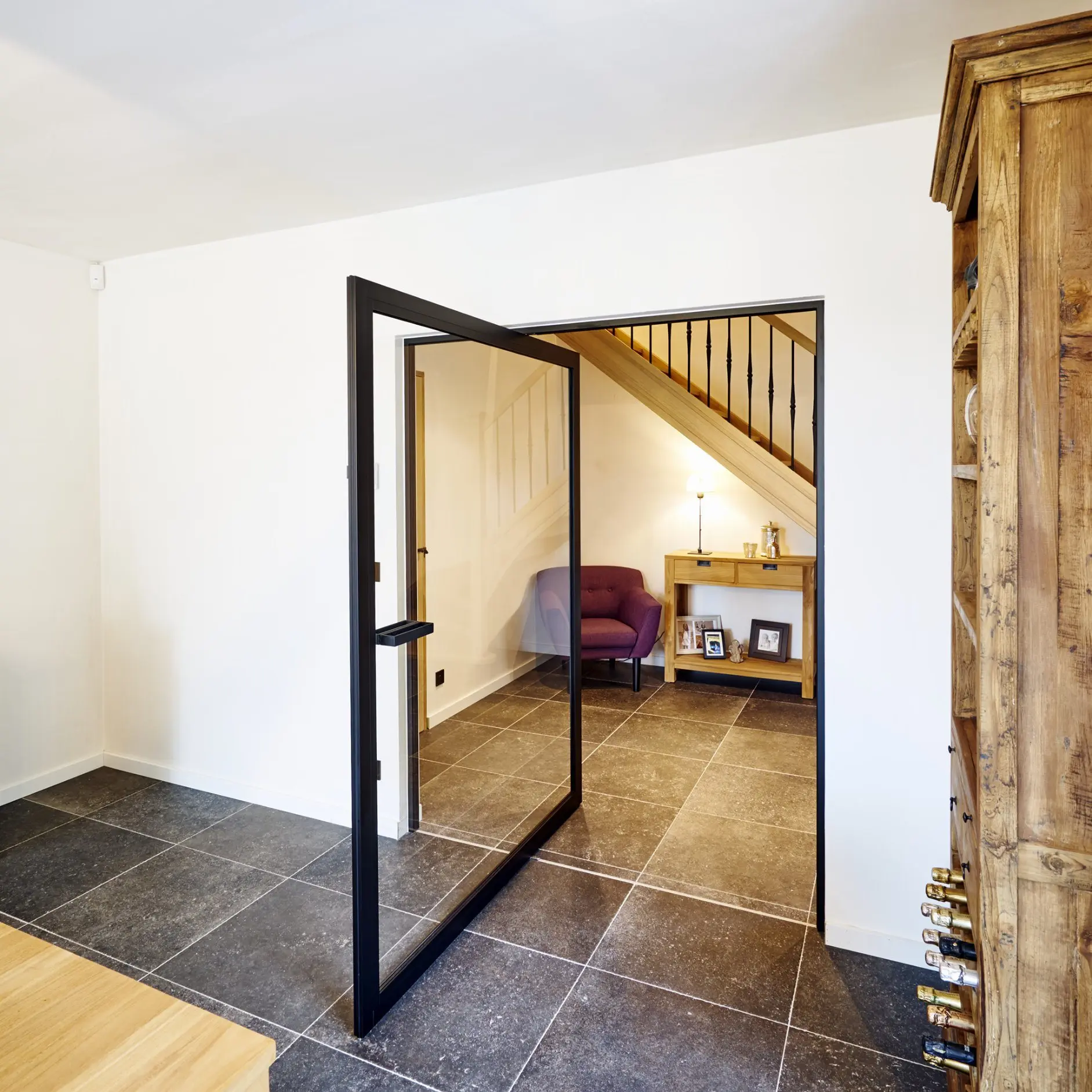 Modern minimalist look color options available aluminum alloy frame transparent waterproofing glass door pivot