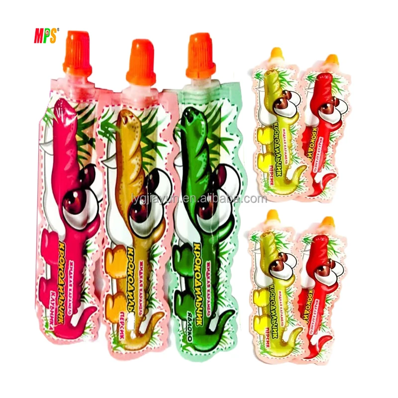 Crocodile Shaped Toothpaste Jam Wholesales Factory Price Halal Strawberry Sweet Juice Bag Sour Liquid Candy