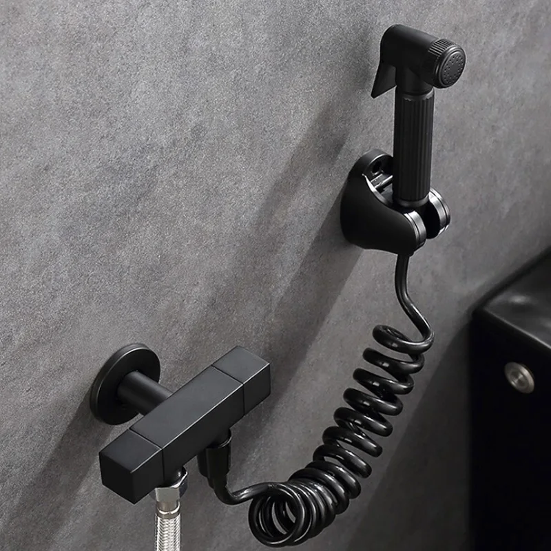 Black Handheld Toilet bidet sprayer set Kit Brass Hand Bidet faucet for Bathroom hand sprayer shower head self cleaning